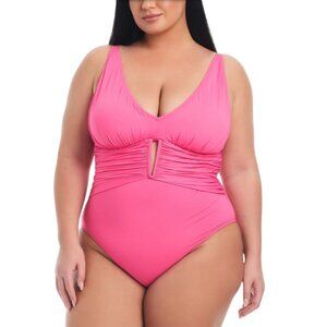 NWT Bleu by Rod Beattie Plus Size Ruched One-Piece Swimsuit